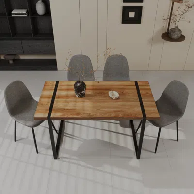 Streamdale Furniture Streamdale Modern Dining Set: Wood Table & 4 Chairs