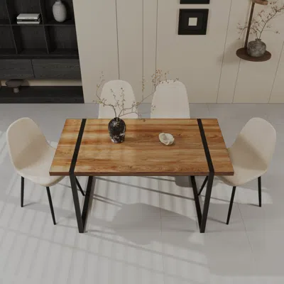 Streamdale Furniture Streamdale Modern Dining Set: Wood Table & 4 Chairs