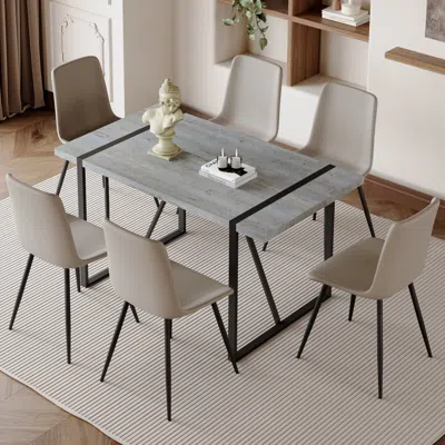Streamdale Furniture Streamdale Modern Dining Table And Chair Set With Pu Cushions