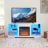 Streamdale Furniture Streamdale Modern Electric Fireplace Tv Stand With Glass Shelves