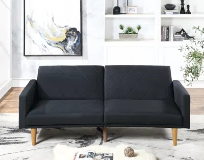 Streamdale Furniture Streamdale Modern Electric Look 1 Piece Convertible Sofa Couch Linen Like In Black