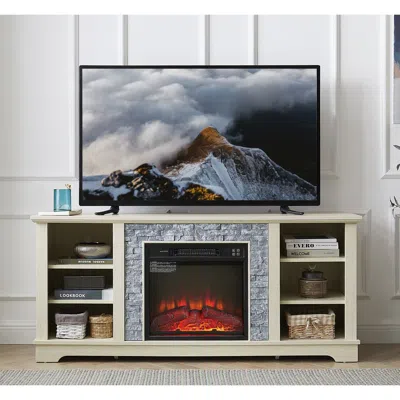 Streamdale Furniture Streamdale Modern Electric Tv Stand With 18" Fireplace Insert, White