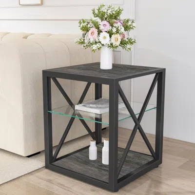 Streamdale Furniture Streamdale Modern End Table Nightstand - Glass & Wood