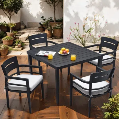 Streamdale Furniture Streamdale Modern Ergonomic Outdoor Dining Set With Sunbrella Cushions