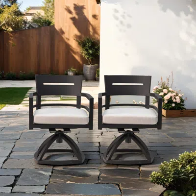 Streamdale Furniture Streamdale Modern Ergonomic Swivel Rocker Patio Dining Chair With Sunbrella Cushions