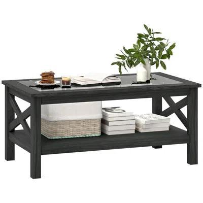 Streamdale Furniture Streamdale Modern Farmhouse Glass Coffee Table With Storage (black)