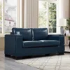 Streamdale Furniture Streamdale Modern Faux Leather Loveseat With Cup Holder & Storage - Navy Blue