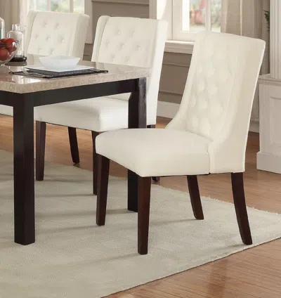 Streamdale Furniture Streamdale Modern Faux Leather White Tufted Set Of 2 Chairs Dining Seat Chair