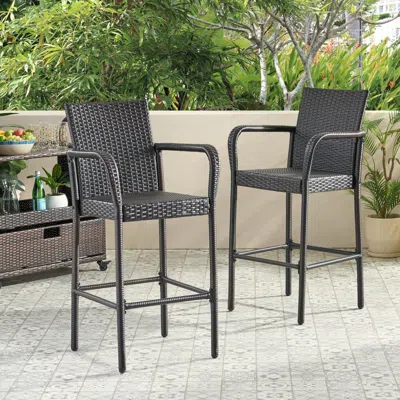 Streamdale Furniture Streamdale Modern Faux Rattan Outdoor Barstools: Durable, Stylish, And Weather-resistant