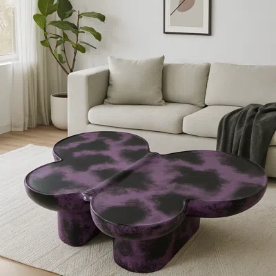 Streamdale Furniture Streamdale Modern Faux Travertine Coffee Table, Purple & Black In Multi