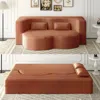 Streamdale Furniture Streamdale Modern Floor Sofa With 2 Pillows, Convertible Plush Corduroy Sleeper Sofa Bed, Orange