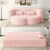 Streamdale Furniture Streamdale Modern Floor Sofa With 2 Pillows, Convertible Plush Corduroy Sleeper Sofa Bed, Pink