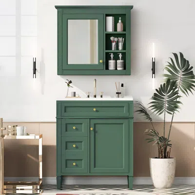 Streamdale Furniture Streamdale Modern Freestanding 30" Bathroom Vanity With Sink & Mirror Cabinet
