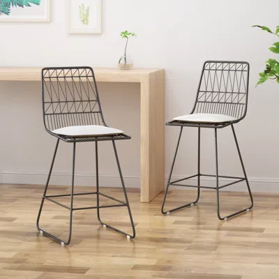 Streamdale Furniture Streamdale Modern Geometric Counter Stools With Water-resistant Cushions And Durable Iron Frame (set