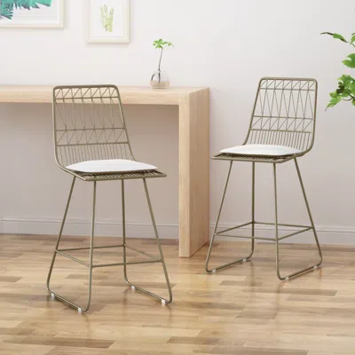 Streamdale Furniture Streamdale Modern Geometric Counter Stools With Water-resistant Cushions (set Of 2)
