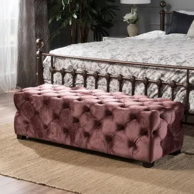 Streamdale Furniture Streamdale Modern Glam Velvet Ottoman: Diamond-stitched Comfort And Style In Pink