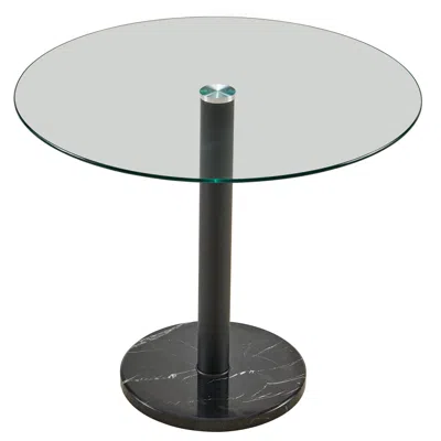Streamdale Furniture Streamdale Modern Glass & Marble Round Table For 4