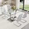 Streamdale Furniture Streamdale Modern Glass & Silver Dining Set Table & 4 Comfort Chairs