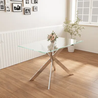 Streamdale Furniture Streamdale Modern Glass Coffee Table - Metal Legs