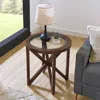 Streamdale Furniture Streamdale Modern Glass Coffee Table - Wood Base, Round Top In Brown