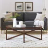 Streamdale Furniture Streamdale Modern Glass Coffee Table - Wood Base, Round Top In Brown
