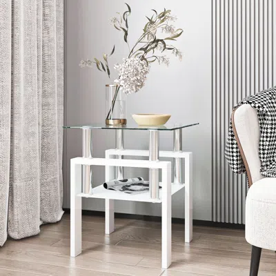 Streamdale Furniture Streamdale Modern Glass Coffee Table For Living Room In White