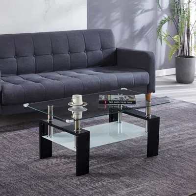 Streamdale Furniture Streamdale Modern Glass Coffee Table With Spacious Storage And Tempered Glass Design