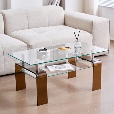 Streamdale Furniture Streamdale Modern Glass Coffee Table With Storage