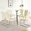 Streamdale Furniture Streamdale Modern Glass Dining Set 6 Chairs, Round Table