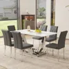 Streamdale Furniture Streamdale Modern Glass Dining Set: Marble Top Table & 6 Gray Chairs