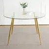 Streamdale Furniture Streamdale Modern Glass Dining Table, Gold Legs (set Of 1)