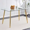 Streamdale Furniture Streamdale Modern Glass Dining Table, Golden Legs, 51" Kitchen/living Room
