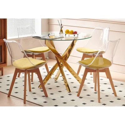 Streamdale Furniture Streamdale Modern Glass Dining Table Set