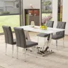 Streamdale Furniture Streamdale Modern Glass Dining Table Set With 4 Gray Chairs