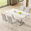 Streamdale Furniture Streamdale Modern Glass Dining Table Set With 4 Gray Chairs