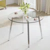 Streamdale Furniture Streamdale Modern Glass Dining Table, Silver Legs (42" X 42" X 29.5")