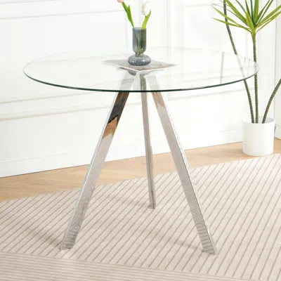 Streamdale Furniture Streamdale Modern Glass Dining Table With Metal Legs