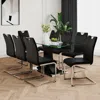 Streamdale Furniture Streamdale Modern Glass Dining Table With Plated Chair Set (set Of 9)