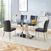 Streamdale Furniture Streamdale Modern Glass Dining Table With X-shaped Legs And 4 Pu Chairs