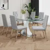 Streamdale Furniture Streamdale Modern Glass Table & Gray Dining Chair Set Of 7