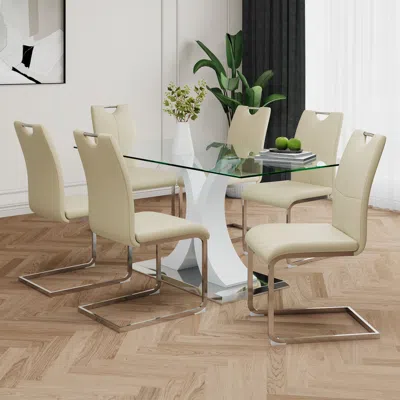 Streamdale Furniture Streamdale Modern Glass Table & Yellow Chair Set Of 7