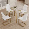 Streamdale Furniture Streamdale Modern Glass Table With White Leather Chairs