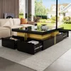 Streamdale Furniture Streamdale Modern Glossy Square Storage Coffee Table With 4 Drawers, 43.3", Black