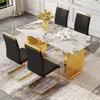 Streamdale Furniture Streamdale Modern Gold Dining Set: Rock Plate Table + Velvet Chairs