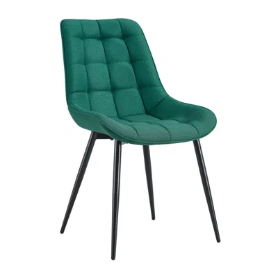 Streamdale Furniture Streamdale Modern Green Fabric Dining Chair With Stylish Grid Pattern