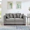 Streamdale Furniture Streamdale Modern Grey Velvet Loveseat With Silver Nailhead Trim