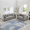 Streamdale Furniture Streamdale Modern Grey Velvet Sofa 2+3 Seater Silver Nailhead Trim