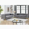 Streamdale Furniture Streamdale Modern Grey Velvet Sofa Set With Metal Legs