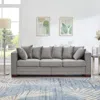 Streamdale Furniture Streamdale Modern Grey Velvet Sofa Silver Nailhead Trim
