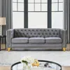 Streamdale Furniture Streamdale Modern Grey Velvet Sofa With Metal Legs